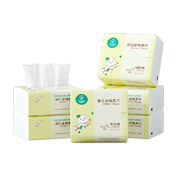 历史新低!全棉时代婴儿棉柔巾新生儿干湿两用洗脸巾纯棉柔巾洗脸巾80抽*6包实付37.9元到手包邮