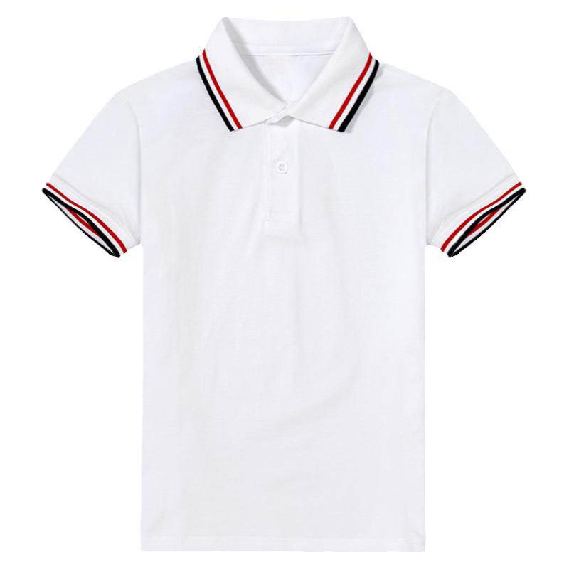 中小学生夏季白色翻领短袖polo衫