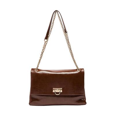 三福手提包冬季琥珀流金韩系复古链条纯色翻盖包女包512979