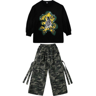 儿童街舞服2025新款女孩爵士舞套装少儿架子鼓男童帅气嘻哈演出服