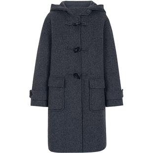 KBNE灰色骆驼绒毛呢外套羊毛双面呢子大衣小个子2025新款秋冬女装