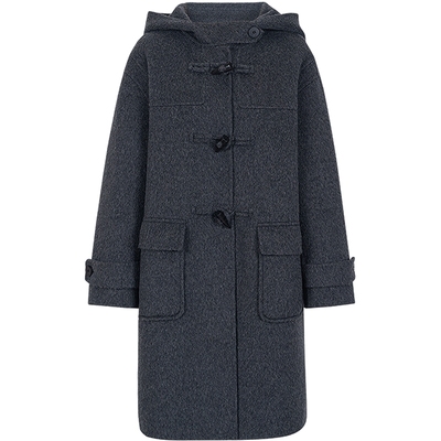 KBNE灰色骆驼绒毛呢外套羊毛双面呢子大衣小个子2025新款秋冬女装