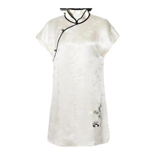 BEAST野兽派熊猫噗噗22姆米真丝提花旗袍家居服睡衣生日新婚礼物