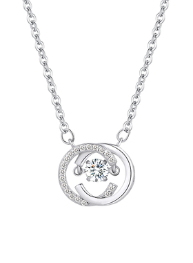 中间的钻会跳动哟~~纯银锁骨链！