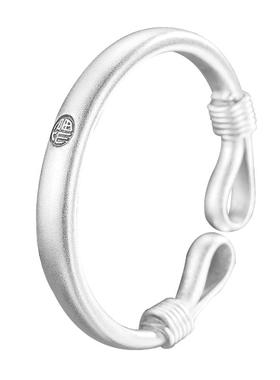 足银999磨砂开口马蹄手镯