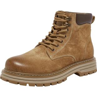 百思图25冬季新款加绒保暖工装马丁靴时尚大黄靴男款棉鞋WDK01DD5