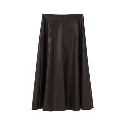 蛋白皮破缝拼接A字伞裙半身皮裙