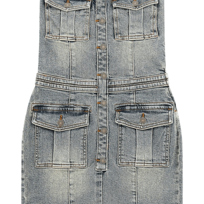 GUESS Originals  女士牛仔抹胸连衣裙-W4GG41D4ON0