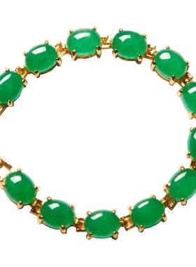 翡翠色原创天然玉石金镶玉手链