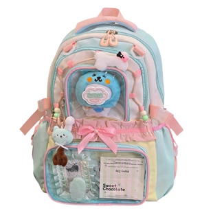胡子鸡仔高颜值少女书包女初高中学生大容量双肩包二次元透明痛包