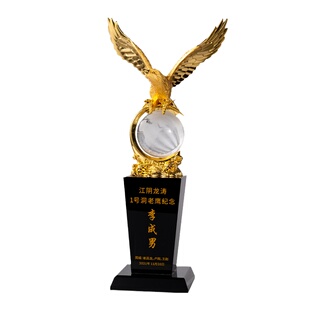 水晶奖杯定制创意高档牌金属老鹰公司年会合作优秀员工刻字纪念品