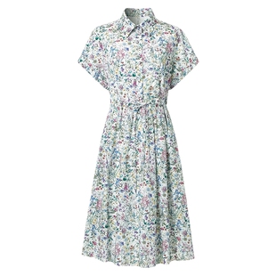 【都市度假】VGRASS维格娜丝夏新款植物花卉碎花衬衫连衣裙长裙