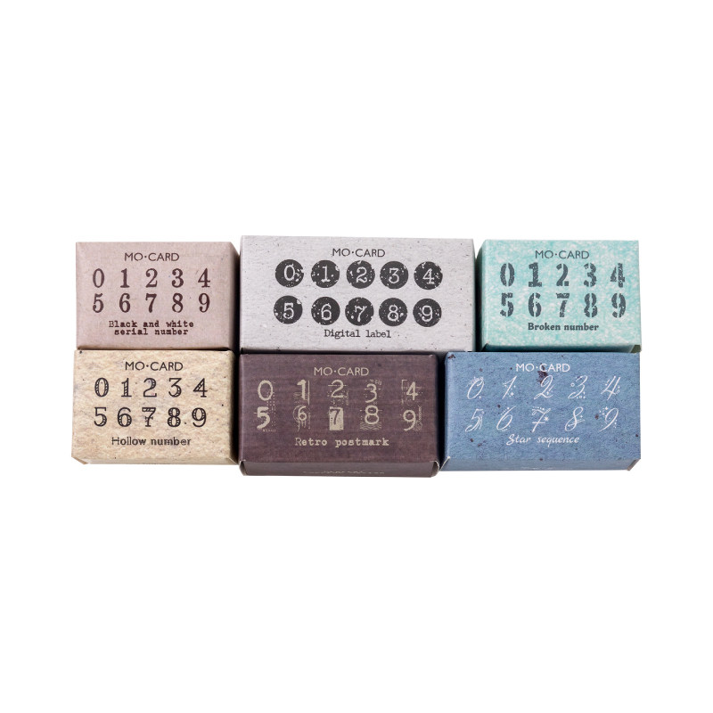 数字印记榉木印章套装手账素材ins复古数字手帐diy装饰印画10枚入