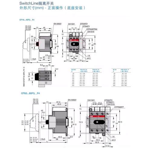 OT80F3 ABB隔离开关OT100F3/40/63F3/125F4N2/OT160EV03P负荷开关