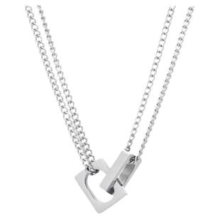 GUANG【檀健次同款】双环双层项链男女潮流高级感钛钢锁骨链配饰