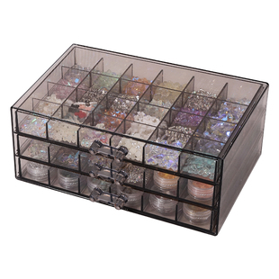 美甲收纳盒多层抽屉式饰品亚克力盒子桌面钻饰钻盒打磨头装钻工具