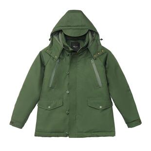 AK男装秋冬新款N3B户外科技感复合防风防雨可脱卸帽中长棉服男