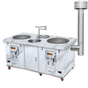 新型无烟柴火灶家用烧木柴带水池户外农村材火炉灶三锅老式土灶台