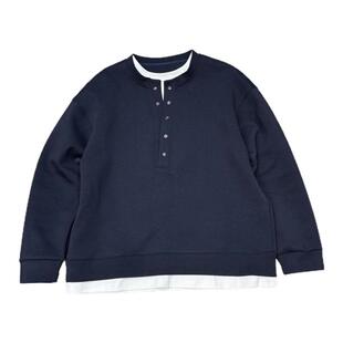 JIDERE韩系简约太空棉半开衫假两件长袖运动卫衣男春季百搭打底衫