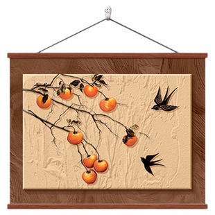 柿柿如意装饰画高级感客厅墙画法式中古风餐厅挂画电表箱遮丑壁画