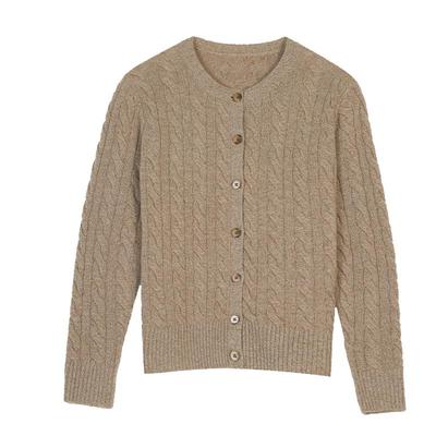 鹿王100%纯山羊绒衫圆领开衫