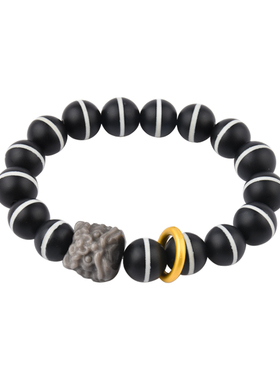 BARCODE一线天黑曜石醒狮手串