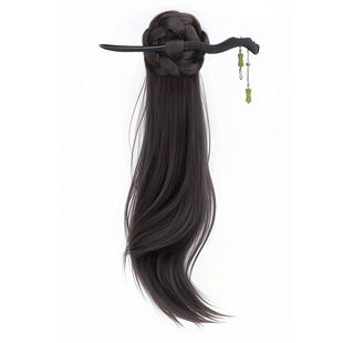 假发辫马尾女新中式假发抓夹古风马尾假发轻国风仿真假发辫子马尾