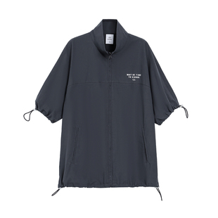 Turn Signal潮牌立领短袖衬衫外套女夏季2025新款宽松休闲上衣