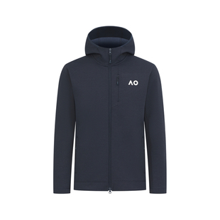 AO澳网秋冬新品连帽绒里软壳运动茄克外套网球服男休闲时尚上衣