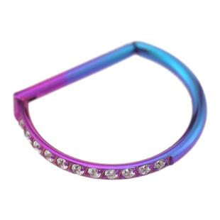 Shinma F-136钛合金锆石D型环 直杆唇环耳环小众土酷穿刺饰品