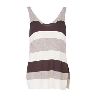 婉甸2026春季新品摩卡色条纹毛织背心内搭薄款针织衫1251G03DJ3