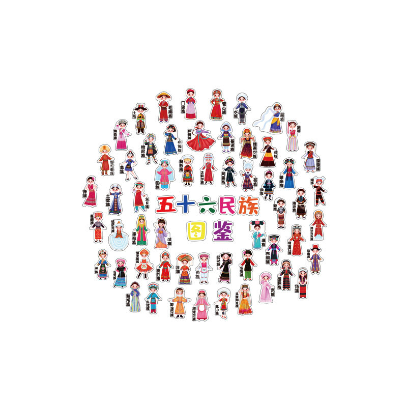 五十六个民族团结图鉴环创幼儿园托管班机构文化主题墙成品56装饰