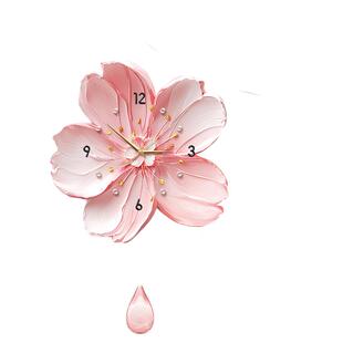 奶油风入户玄关装饰画带钟表花卉餐厅客厅挂画高级感挂钟发光壁画