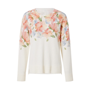 ELSEWHERE珂思【商场同款】绵羊毛时尚印花套头针织衫冬季新款