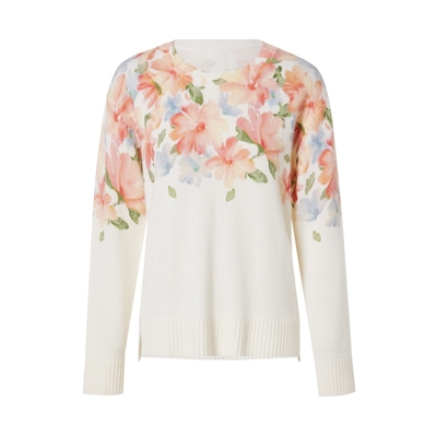 ELSEWHERE珂思【商场同款】绵羊毛时尚印花套头针织衫冬季新款