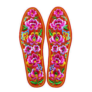 2026年新款成品刺绣鞋垫结婚专用喜庆红色手工十字绣鞋垫新郎新娘