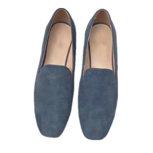 2025真皮红色软底乐福鞋女方头舒适休闲鞋一脚蹬懒人百搭平底单鞋