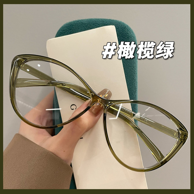 复古猫眼tr眼镜女超轻个性近视可配有度数镜片平光装饰眼睛框架潮