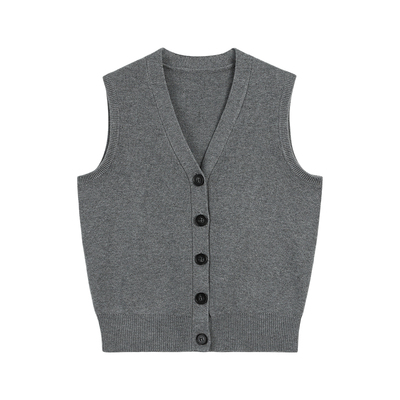 V领无袖毛织开衫马甲秋女百搭