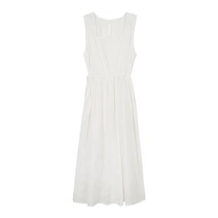 弥古白色吊带裙宽肩带背心连衣裙高级感女夏初恋小白裙度假沙滩裙