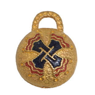 藏珠饰家 足金珐琅烧蓝 如意铃铛小吊坠 宫廷手工古法黄金配件