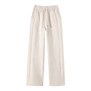 【软糯羊毛】白色加绒裤子女冬季加厚棉裤加长高个子羊羔绒阔腿裤