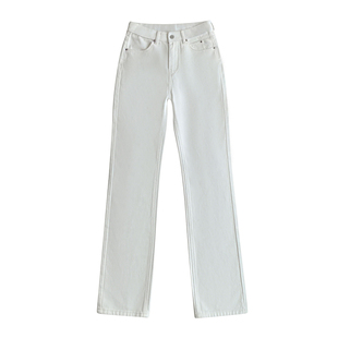 李李服饰白色净版高腰阔腿牛仔裤女26春季新款显瘦显高百搭牛仔裤