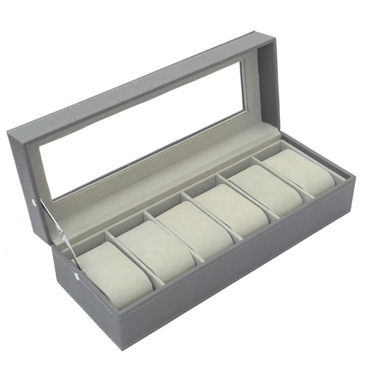 现货批发新款无扣十字盒纹位礼品6包装盒收纳盒手表皮革手表手表
