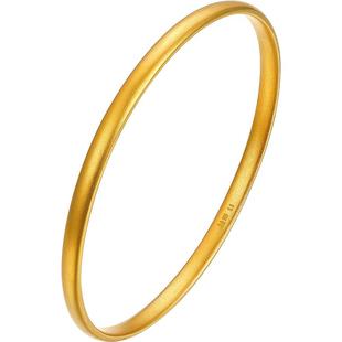 周六福古法黄金手镯女款实心素圈金镯子计价送女友新年礼物纪念