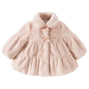 戴维贝拉儿童毛绒棉服2026秋冬新款仿兔毛棉衣外套女童棉袄A类