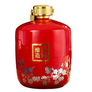 景德镇5斤装陶瓷酒瓶五斤密封酒具家用酒坛子中式品鉴空瓷瓶3斤红
