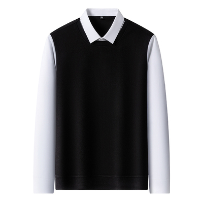 罗蒙春秋季新款长袖假两件男上衣