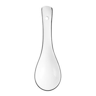 黑线家用陶瓷汤匙儿童吃饭勺长柄饭店盛汤喝汤勺餐厅调羹小勺子