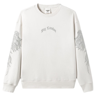 BOYLONDON春季时尚潮牌圆领套头绣花针织上衣男女同款卫衣N03056